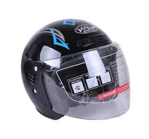 Шлем мотоциклетный открытый MD-В201 VIRTUE (черно-синий глянцевый, size L)