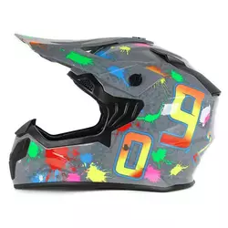 Шлем мотоциклетный кроссовый MD-911 VIRTUE (серый с цветной графикой, size S)