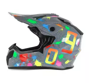 Шлем мотоциклетный кроссовый MD-911 VIRTUE (серый с цветной графикой, size S)