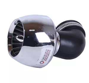 Фильтр нулевой "Turbo" чёрный хром Ø42 мм 90° (125-150сс) - АМ