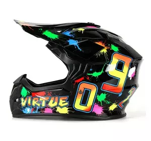 Шлем мотоциклетный кроссовый MD-911 VIRTUE (черный с цветной графикой, size S) с очками