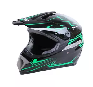 Шлем мотоциклетный кроссовый MD-905 VIRTUE (черно-зеленый, size M)