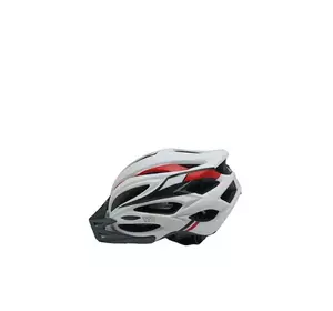 Шлем велосипедный H-093 TTG c черным козырьком, габаритным фонарем (белый с красным, size L)